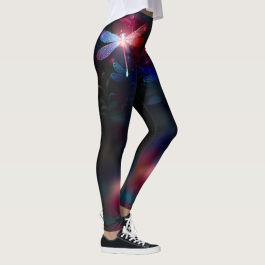 Glimmerne Rote Libelle Leggings (Rechts)