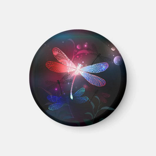 Glimmerne Rote Libelle Magnet (Vorne)