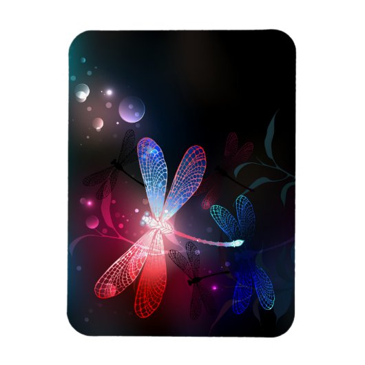 Glimmerne Rote Libelle Magnet (Vertikal)