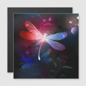 Glimmerne Rote Libelle Magneteinladung (Vorne/Hinten)