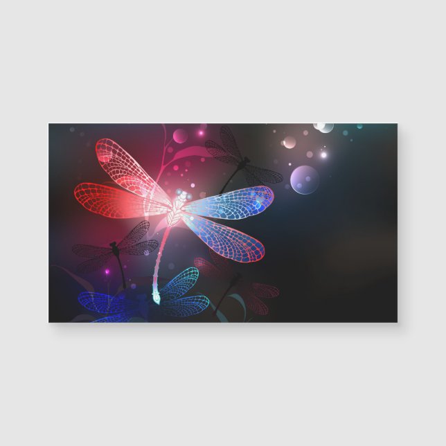 Glimmerne Rote Libelle Magnetkarte (Vorderseite)