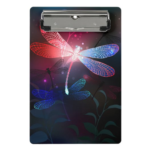 Glimmerne Rote Libelle Mini Klemmbrett (Vorderseite)