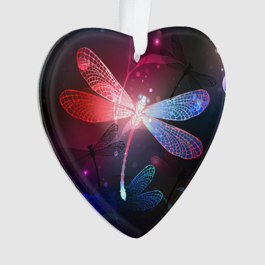 Glimmerne Rote Libelle Ornament (Vorderseite)