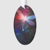 Glimmerne Rote Libelle Ornament (Vorderseite)