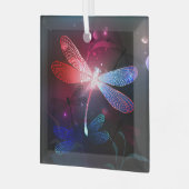 Glimmerne Rote Libelle Ornament Aus Glas (Vorderseite links)