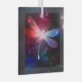 Glimmerne Rote Libelle Ornament Aus Glas (Vorderseite Rechts)