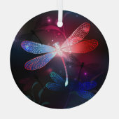 Glimmerne Rote Libelle Ornament Aus Glas (Rückseite)