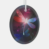 Glimmerne Rote Libelle Ornament Aus Glas (Vorderseite Rechts)