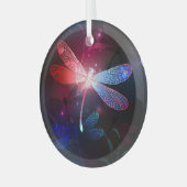 Glimmerne Rote Libelle Ornament Aus Glas (Vorderseite links)