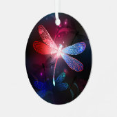 Glimmerne Rote Libelle Ornament Aus Metall (Vorderseite links)
