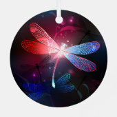 Glimmerne Rote Libelle Ornament Aus Metall (Rückseite)