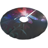 Glimmerne Rote Libelle Polyester Weihnachtsbaumdecke (Schrägansicht)