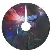 Glimmerne Rote Libelle Polyester Weihnachtsbaumdecke (Vorderseite)