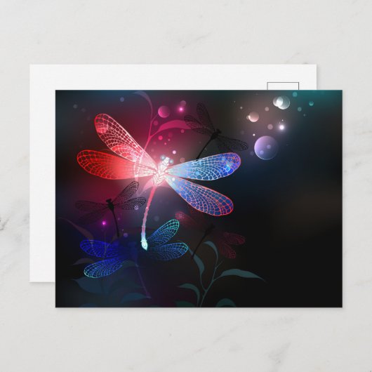 Glimmerne Rote Libelle Postkarte (Vorne/Hinten)