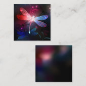 Glimmerne Rote Libelle Quadratische Visitenkarte (Vorne/Hinten)
