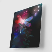 Glimmerne Rote Libelle Quadratische Wanduhr (Winkel)