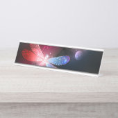 Glimmerne Rote Libelle Schreibtischnamensplakette (Vorderseite )