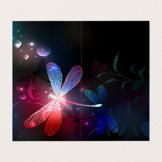 Glimmerne Rote Libelle Visitenkarten (Außenseite Aufgefaltet)