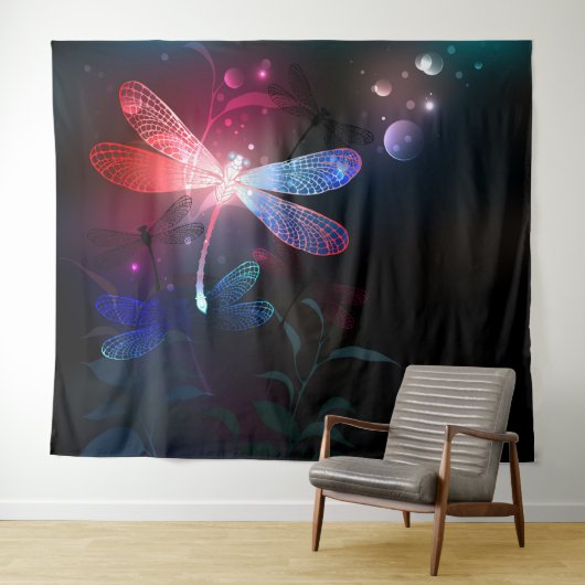 Glimmerne Rote Libelle Wandteppich (Beispiel (Horizontal))