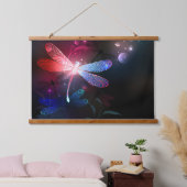 Glimmerne Rote Libelle Wandteppich Mit Holzrahmen (Schlafzimmer)