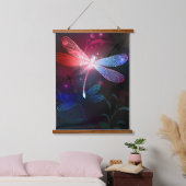 Glimmerne Rote Libelle Wandteppich Mit Holzrahmen (Schlafzimmer)