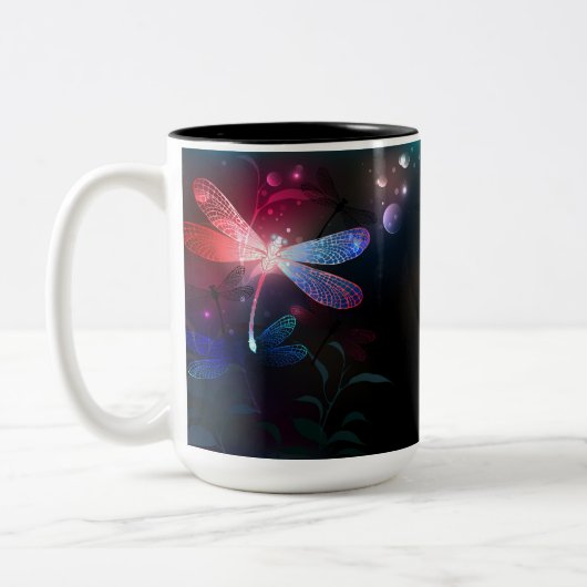 Glimmerne Rote Libelle Zweifarbige Tasse (Links)