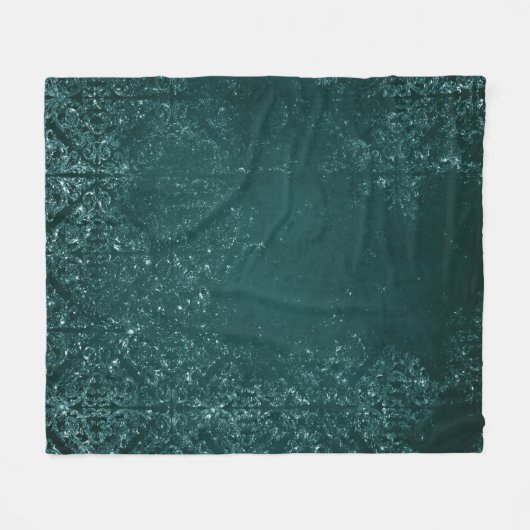 Glimmery Aquamarin Grunge | Rich Dark Green Glam D Fleecedecke (Vorderseite (Horizontal))