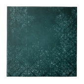 Glimmery Aquamarin Grunge | Rich Dark Green Glam D Fliese (Vorderseite)
