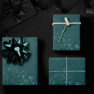 Glimmery Aquamarin Grunge   Rich Dark Green Glam D Geschenkpapier Set