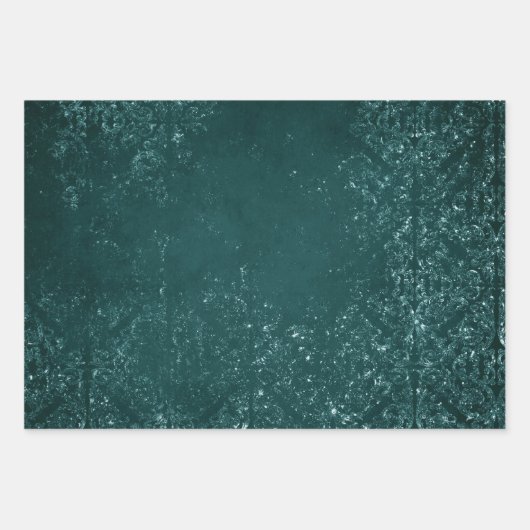 Glimmery Aquamarin Grunge | Rich Dark Green Glam D Geschenkpapier Set (Vorderseite)