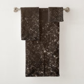 Glimmery Bronze Grunge | Rich Brown Glam Damask Badhandtuch Set (Insitu)