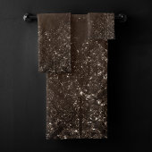 Glimmery Bronze Grunge | Rich Brown Glam Damask Badhandtuch Set