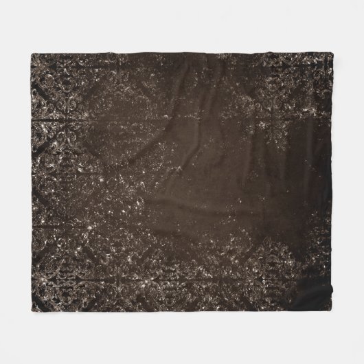 Glimmery Bronze Grunge | Rich Brown Glam Damask Fleecedecke (Vorderseite (Horizontal))