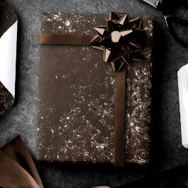 Glimmery Bronze Grunge | Rich Brown Glam Damask Geschenkpapier