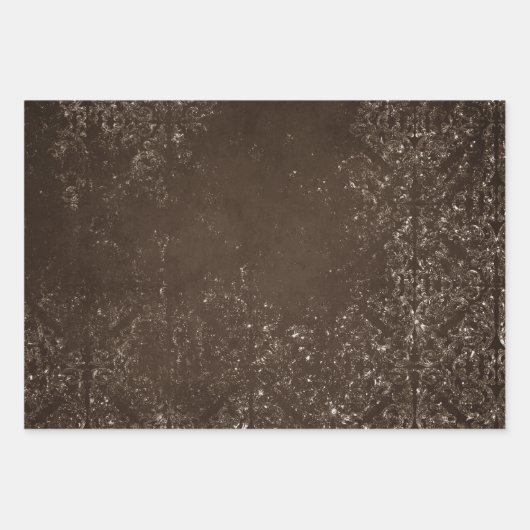Glimmery Bronze Grunge | Rich Brown Glam Damask Geschenkpapier Set (Vorderseite)
