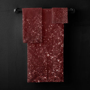 Glimmery Henna Grunge   Rich Blood Red Glam Damask Badhandtuch Set