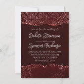 Glimmery Henna Grunge | Rich Blood Red Glam Damask Einladung (Vorderseite)