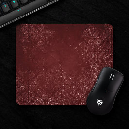 Glimmery Henna Grunge | Rich Blood Red Glam Damask Mousepad