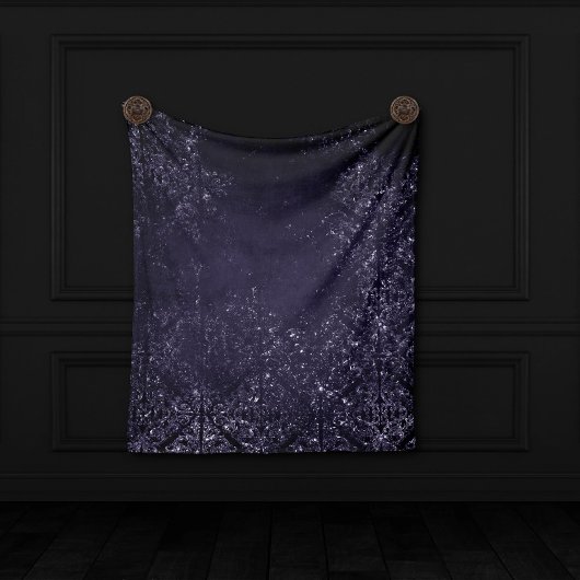 Glimmery Indigo Grunge | Lila Damast um Mitternach Fleecedecke