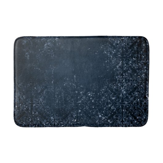 Glimmery Navy Grunge | Dark Sapphire Blue Damask Badematte (Vorderseite)