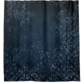 Glimmery Navy Grunge | Dark Sapphire Blue Damask Duschvorhang (Vorderseite)
