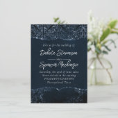 Glimmery Navy Grunge | Dark Sapphire Blue Damask Einladung (Stehend Vorderseite)
