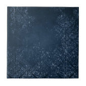 Glimmery Navy Grunge | Dark Sapphire Blue Damask Fliese (Vorderseite)