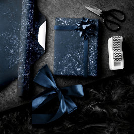 Glimmery Navy Grunge | Dark Sapphire Blue Damask Geschenkpapier