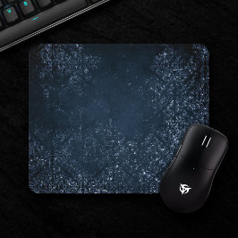 Glimmery Navy Grunge | Dark Sapphire Blue Damask Mousepad