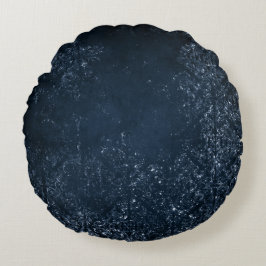 Glimmery Navy Grunge | Dark Sapphire Blue Damask Rundes Kissen
