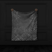 Glimmery Onyx Grunge | Silvery Black Glam Damask Fleecedecke