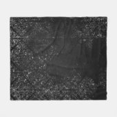 Glimmery Onyx Grunge | Silvery Black Glam Damask Fleecedecke (Vorderseite (Horizontal))