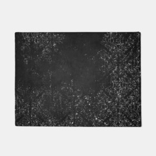 Glimmery Onyx Grunge Silvery Black Glam Damask Fußmatte