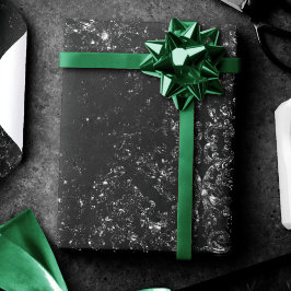 Glimmery Onyx Grunge | Silvery Black Glam Damask Geschenkpapier